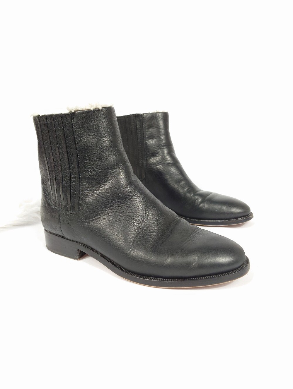 J.Crew Women’s Black Leather Chelsea Boots Size 6 Fleece Lined